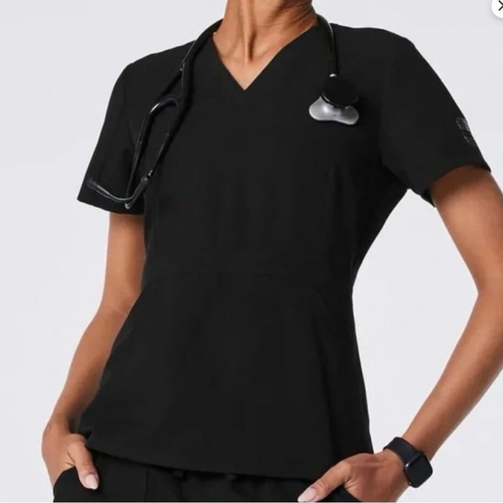 Rare limited edition Star Wars figs Women's Black V-Neck Scrub Top